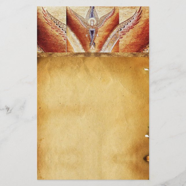 MOSAIC ANGEL Brown Parchment Briefpapier (Vorderseite)