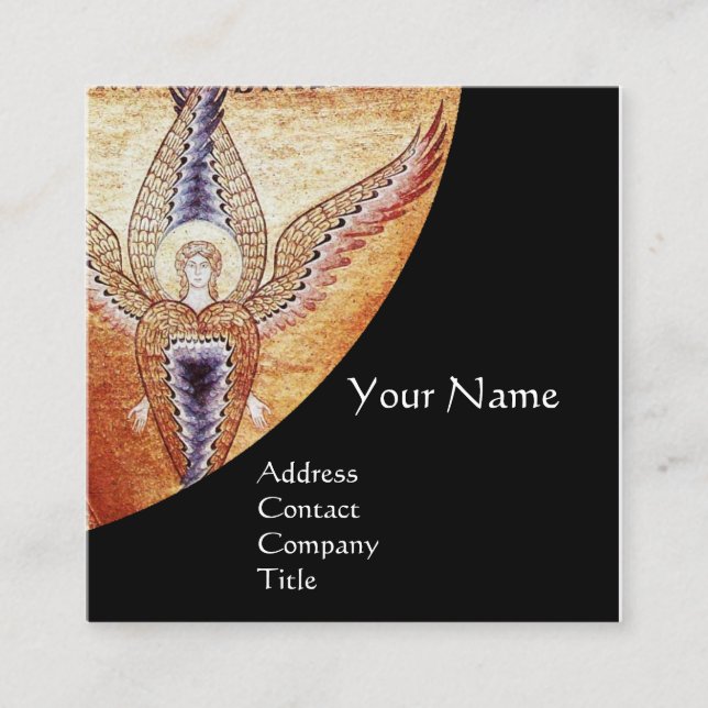 MOSAIC ANGEL MONOGRAMM Black Quadratische Visitenkarte (Vorderseite)