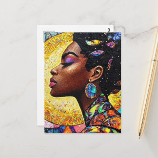 Mosaic Black Queen Art Gold Jewel Tone Postkarte