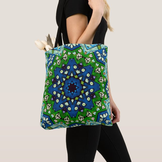 Mosaic Blue Green Hippie Boho Mandala Tasche (Von Nahem)