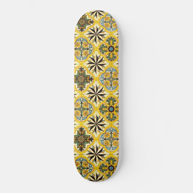 Mosaic Carreaux Motif Skateboard (Recto)