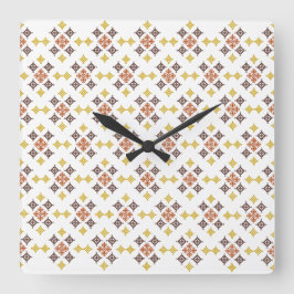Mosaic Cross Pattern Quadratische Wanduhr