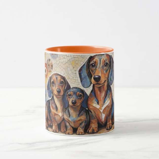 Mosaic Dachshund Café Mug (Centre)