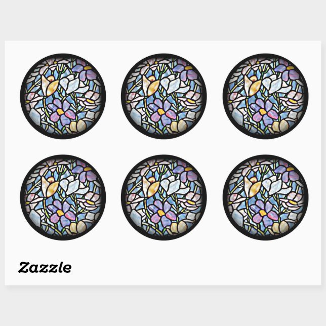 Mosaic Floral Tiles Runder Aufkleber (Blatt)