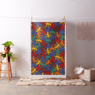 Mosaic Geckos Muster - Erdfarbe Stoff