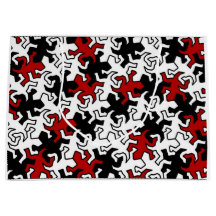 Mosaic Geckos Muster - rot Schwarz-weiß
