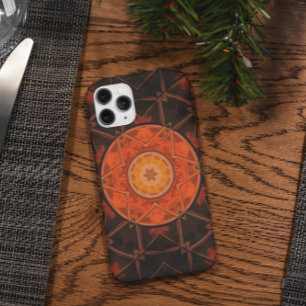 Mosaic Kaleidoscope Flower Orange and Brown Case-Mate iPhone Hülle