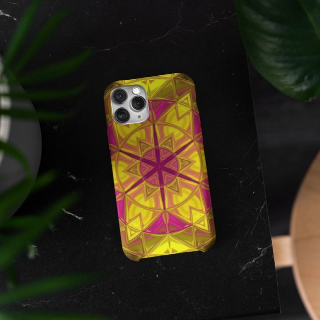 Mosaic Kaleidoscope Flower Yellow and Pink Case-Mate iPhone Hülle (Von Creator hochgeladen)
