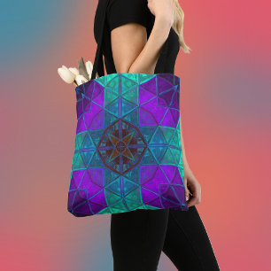 Mosaic Kaleidoscope Square Blau und Lila Tasche