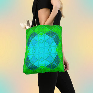 Mosaic Kaleidoscope Square grün und blau Tasche