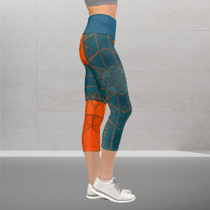 Mosaic Kaleidoscope Square Orange und Blue Legging
