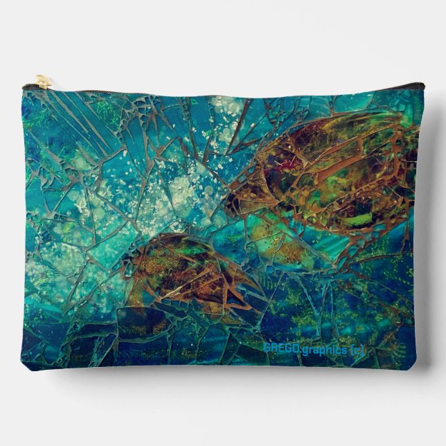Mosaic Lg Zippered_Bag Turtles Indigenosity Acces Zubehörtasche (Vorderseite)