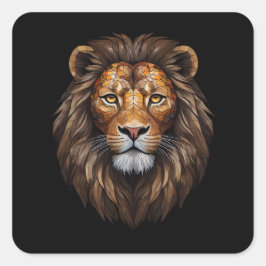 Mosaic Lion Portrait Glaseffektdesigner Quadratischer Aufkleber