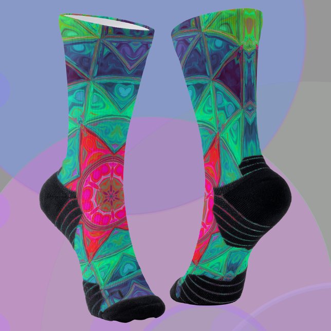 Mosaic Mandala Blue Green und Red Socken (Von Creator hochgeladen)