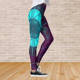 Mosaic Mandala Blume Blau und Lila Leggings
