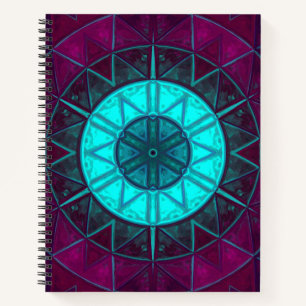 Mosaic Mandala Blume Blau und Lila Notizbuch