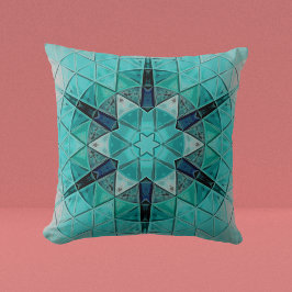 Mosaic Mandala Blume Blau und Weiß Kissen