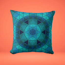 Mosaic Mandala Blume Blue Kissen