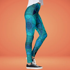 Mosaic Mandala Blume Blue Leggings