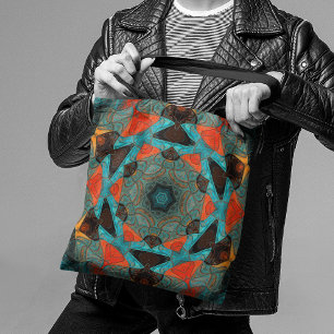Mosaic Mandala Blume Blue und Orange Tasche