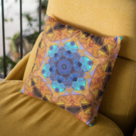 Mosaic Mandala Blume Orange und Blue Kissen