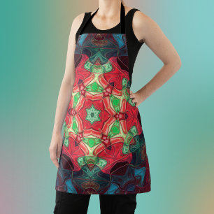 Mosaic Mandala Blume Rot Aquamarin und Blau Schürze