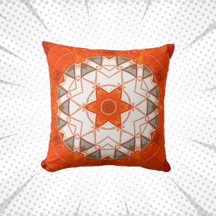 Mosaic Mandala Orange und White Kissen