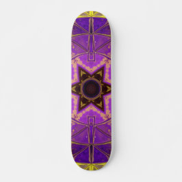 Mosaic Mandala Purple and Yellow Skateboard