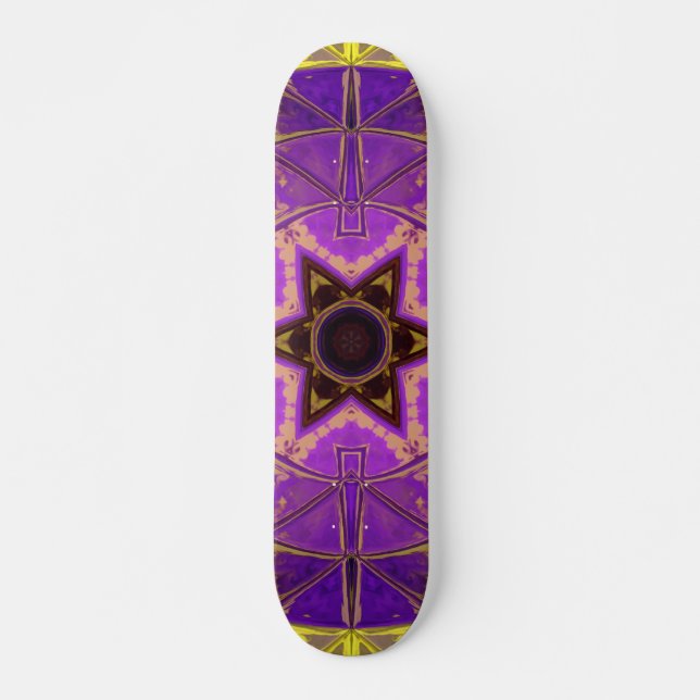 Mosaic Mandala Purple and Yellow Skateboard (Vorne)
