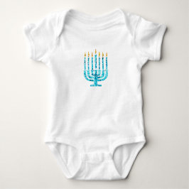 Mosaic Menorah Blue Hanukkah Lights Jewish Faith Baby Strampler