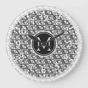 Mosaic Modern Monogram #12 Große Wanduhr