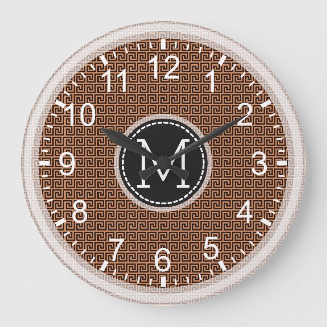 Mosaic Modern Monogram #13 Große Wanduhr (Vorderseite)