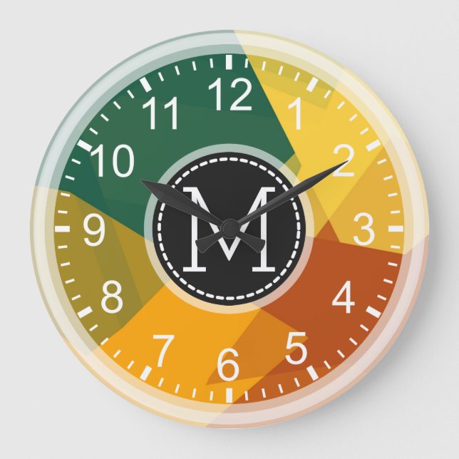 Mosaic Modern Monogram Große Wanduhr (Vorderseite)
