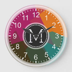 Mosaic Modern Monogram Große Wanduhr