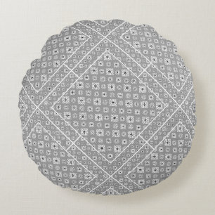 Mosaic Muster 02.BW LGrey BG Rundes Kissen