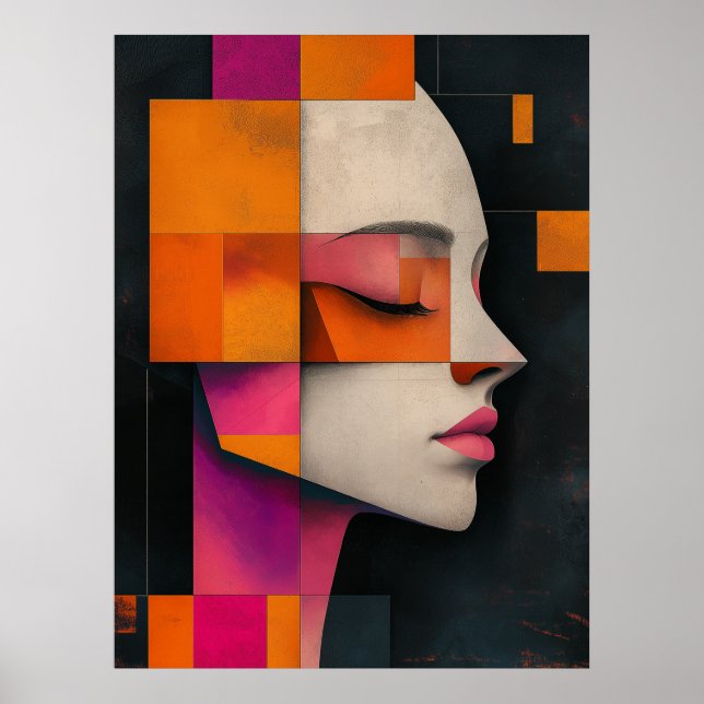Mosaic of Her Silence — Painterly Blocks Poster (Vorne)