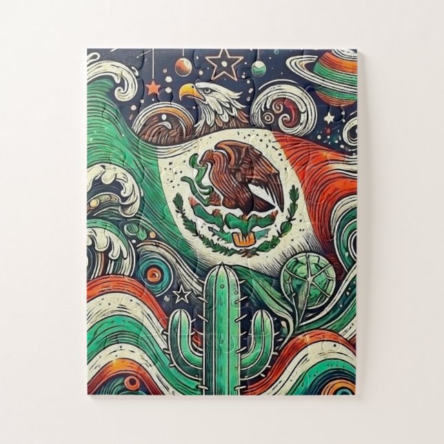 Mosaic of the Mexican flag (Vertikal)