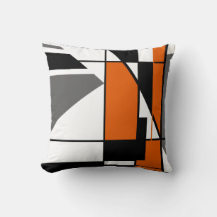 Mosaic Orange White Gray Black Geometric Abstrakt Kissen