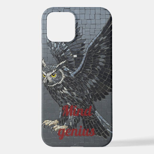 Mosaic Owl "Mind Genius" Phone Case iPhone 12 Hülle (Rückseite)