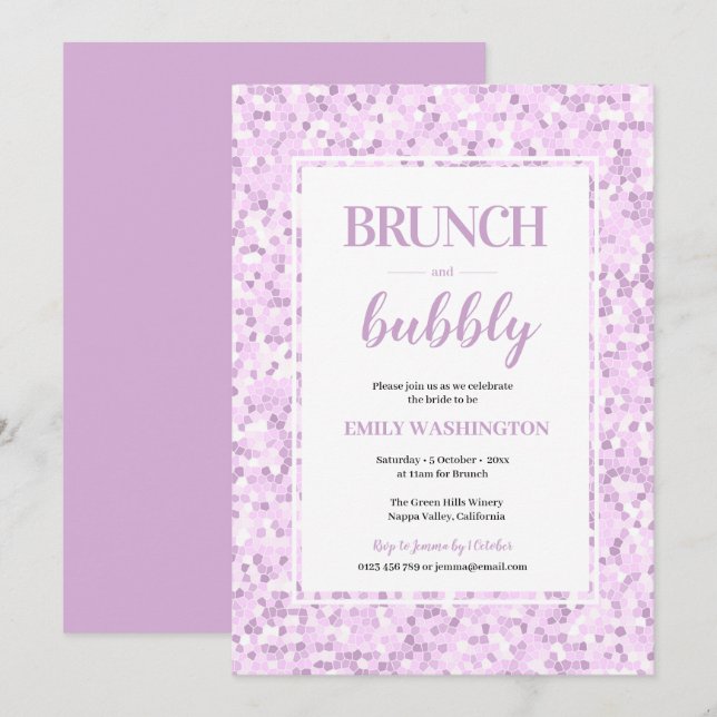 Mosaic Purple Brunch & Bubbly Invitation (Devant / Derrière)