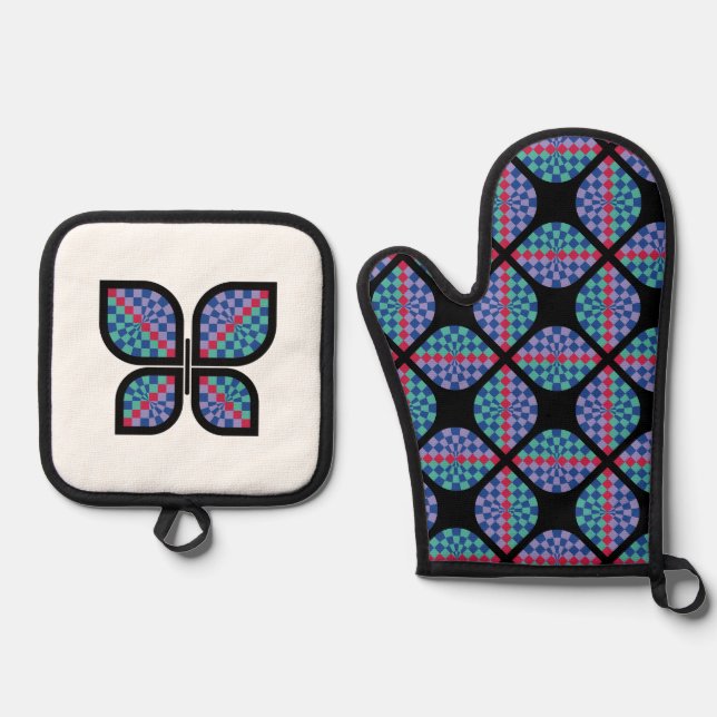 Mosaic Radiance (Fusion) Ofenhandschuh & Topflappen-Set (Vorderseite)