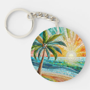 Mosaic Tropical Plage Coucher de soleil Palm Arbre