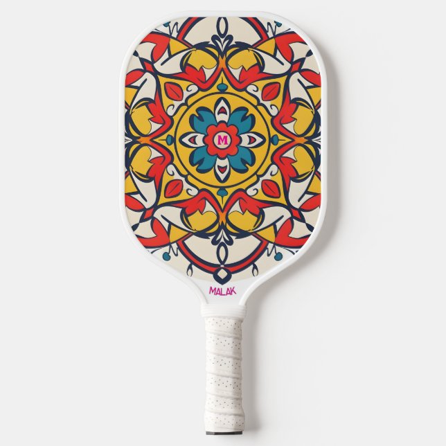 mosaigelb rot pickleball schläger (Vorderseite)