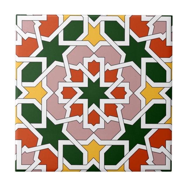 Mosaik 01 des marokkanischen grünen und rote fliese (Vorderseite)