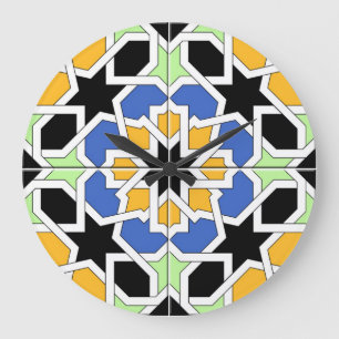 Mosaik 02 des marokkanischen blauen und schwarze große wanduhr