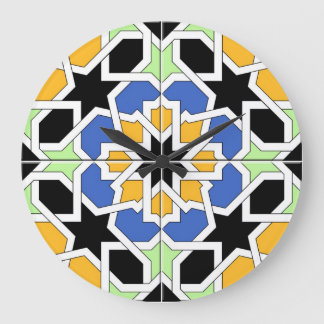 Mosaik 02 des marokkanischen blauen und schwarze große wanduhr