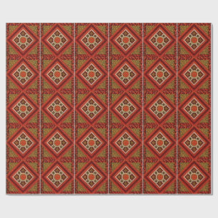 Mosaik Abstrakt florale Kunst Rot und Braun Geschenkpapier