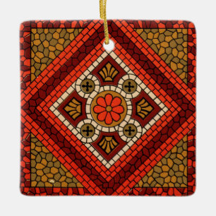 Mosaik Abstrakt florale Kunst Rot und Braun Keramikornament