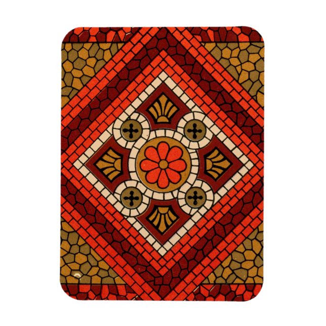 Mosaik Abstrakt florale Kunst Rot und Braun Magnet (Vertikal)