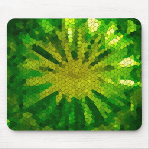 Mosaik-Abstrakte Tile in Grüntönen und Gelb - Mousepad